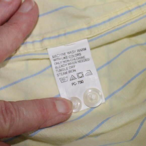 IZOD Yellow Pinstripe Dress Shirt, Large - Picture 7 of 7